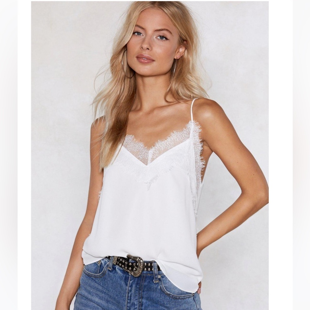 White Lace detail tank top
